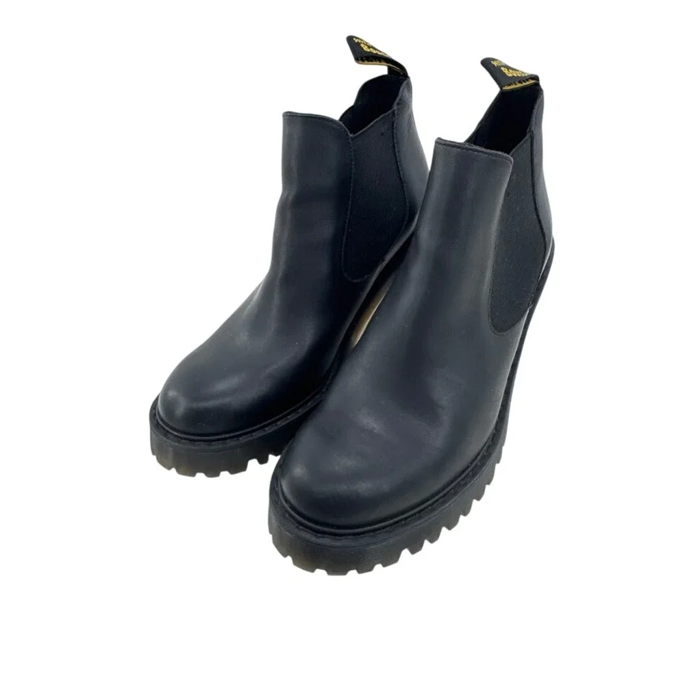 Dr. Martens Hurston Black Leather‎ Heeled Chelsea Boots Womens 8 AW004